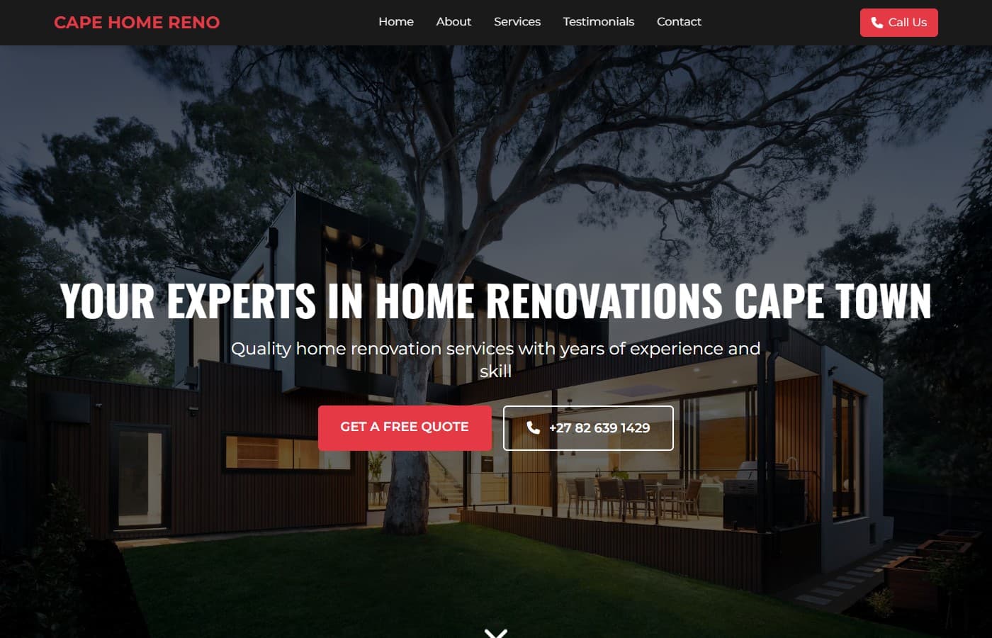 Cape Home Reno website screenshot