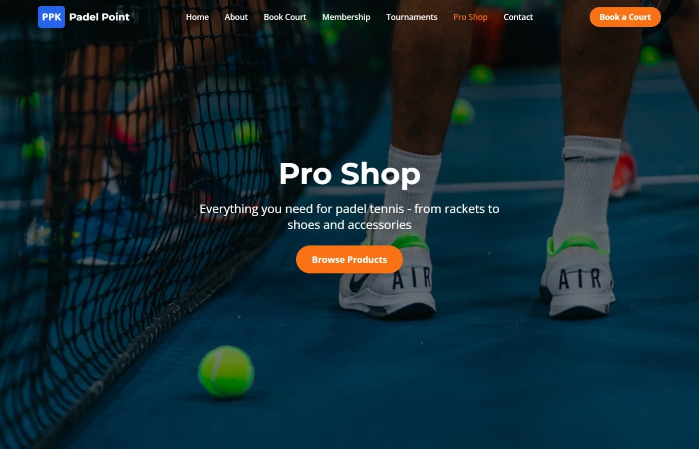 Padel Point website screenshot