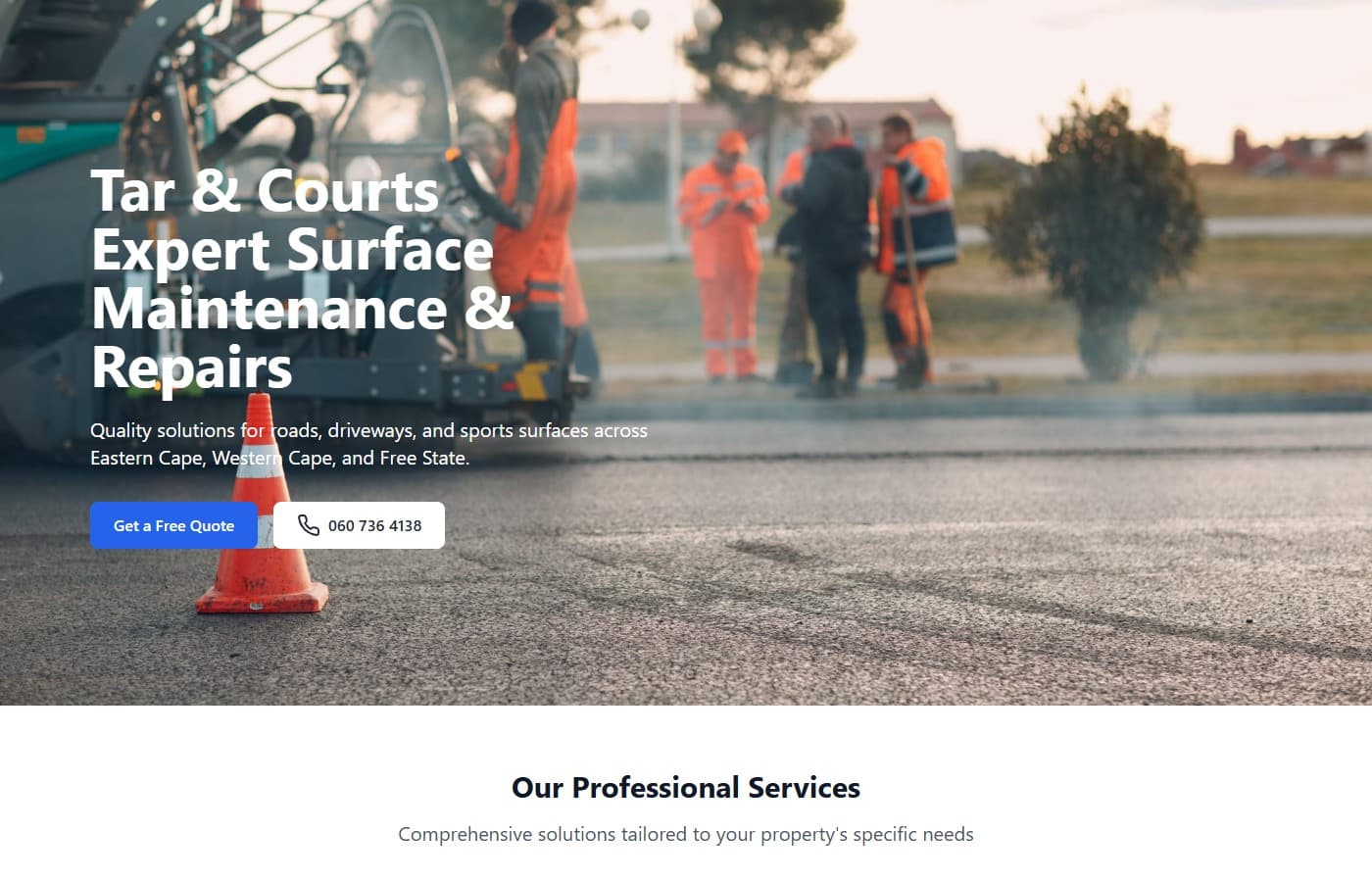 Tar & Courts website screenshot