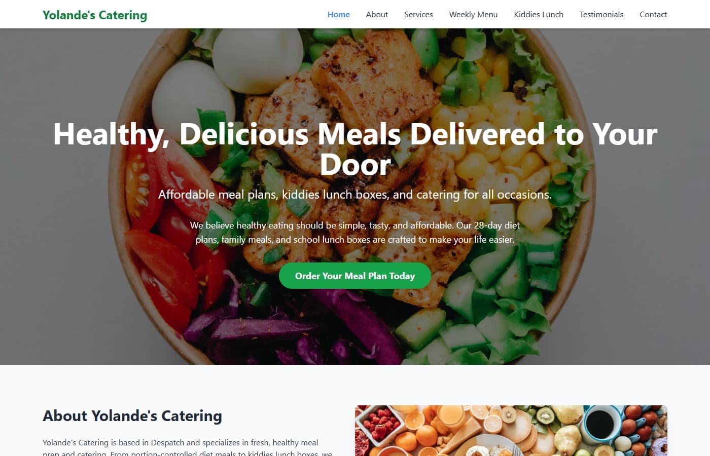 Yolande's Catering website screenshot