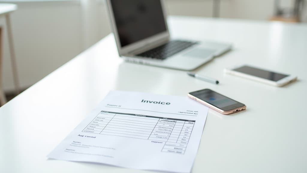 South African finance professional reviewing a stack of supplier invoices at a desk covered in paper documents and spreadsheets, illustrating the manual invoice lifecycle from receipt to payment.