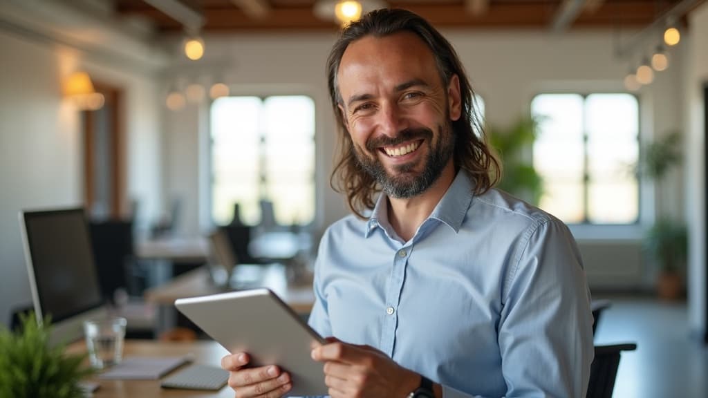 Finance manager at a desk reviewing a stack of printed purchase order forms next to a laptop showing an email approval chain — representing the manual PO approval burden in a South African mid-size business.