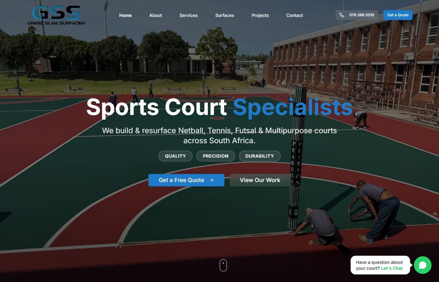 Grand Slam Surfacing website screenshot
