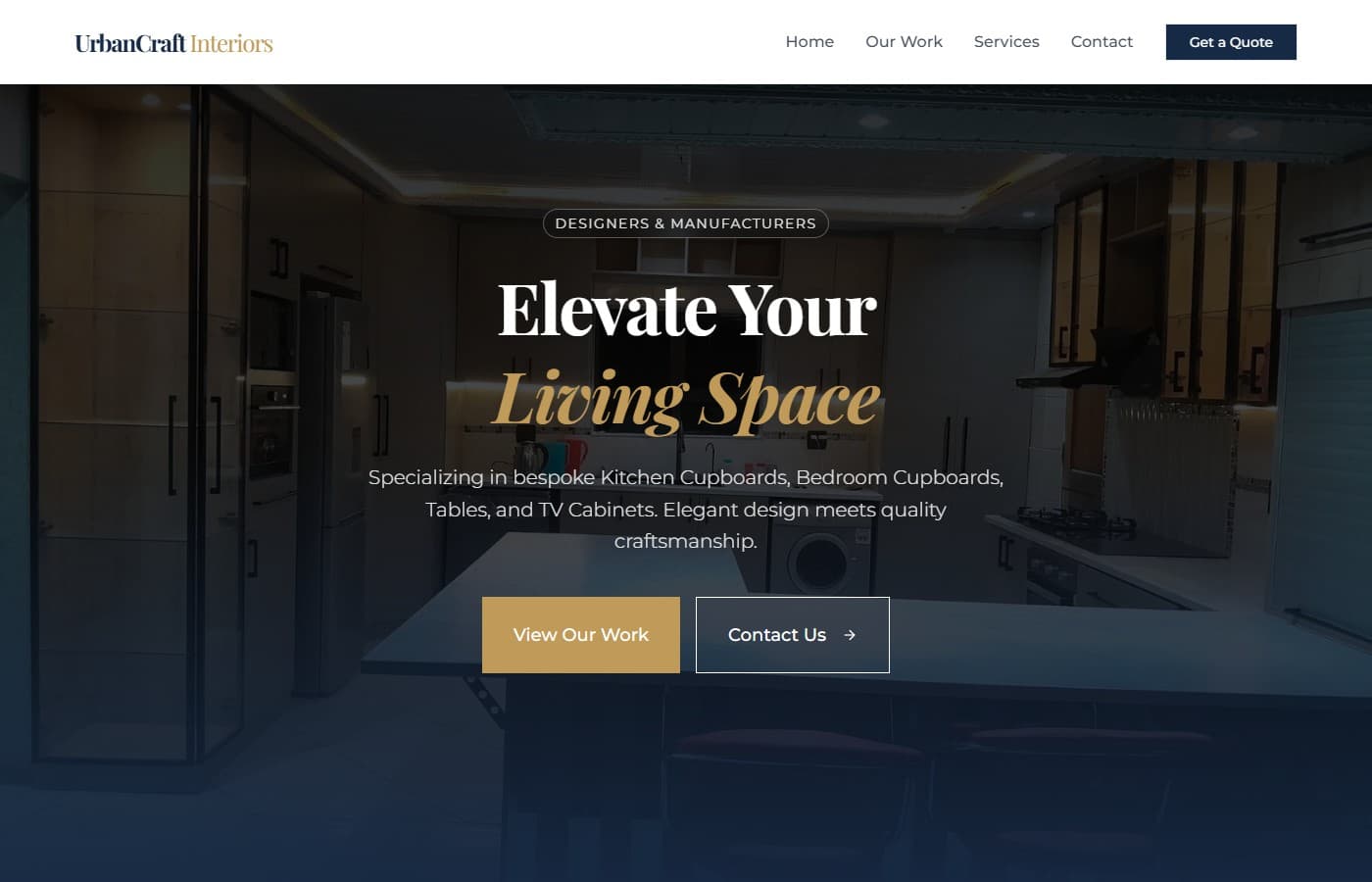 UrbanCraft Interiors website screenshot